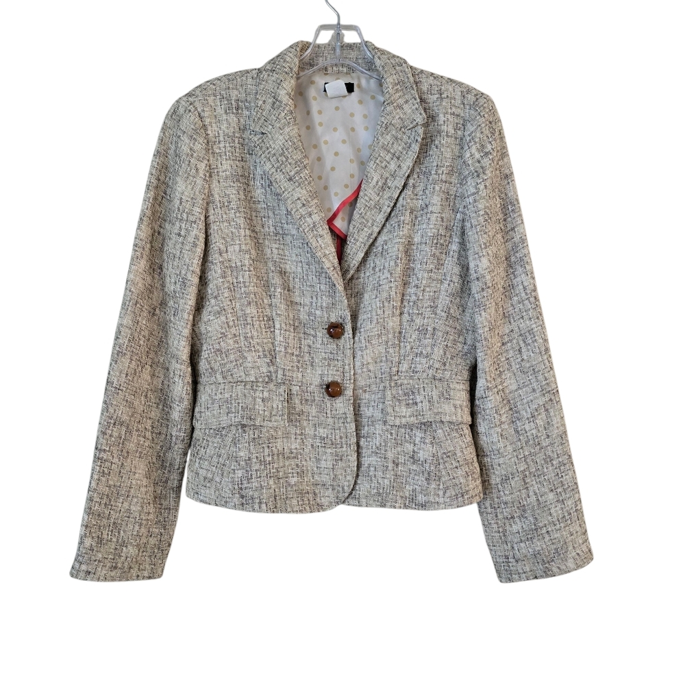 J.‎ Crew Size 8 Tweed Beige Brown Jacket Blazer Women Formal Preppy
